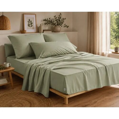 Drap Housse 140x190 Cm Percale De Coton Vert Sauge Perrine