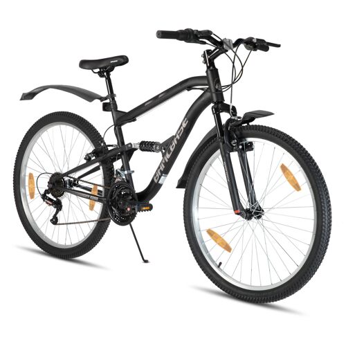 Vtt Hiland 26 Pouces Tout Suspendu - Vélo De Montagne 18 Vitesses Pour Homme, Femme Et Adolescent - Noir