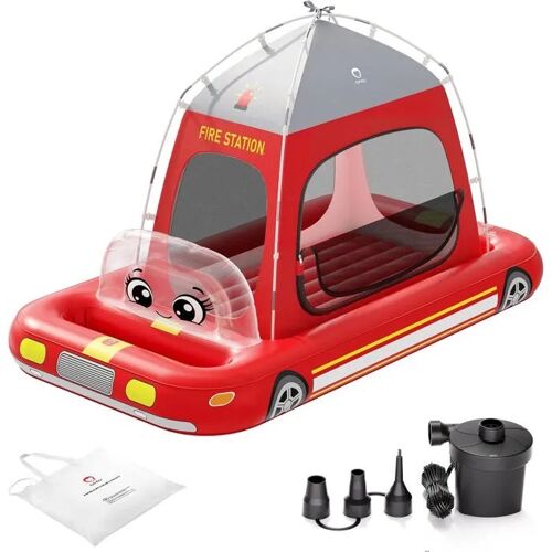 QPAU Lit de Voyage Gonflable Enfant avec Tente et Camion Rouge - Portable et Confortable.