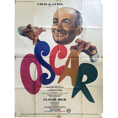Oscar - Affiche De Cinéma Pliée - Format 120x160 Cm - De Edouard Molinaro Avec Louis De Funès, Claude Rich, Mario David, Claude Gensac - 1967