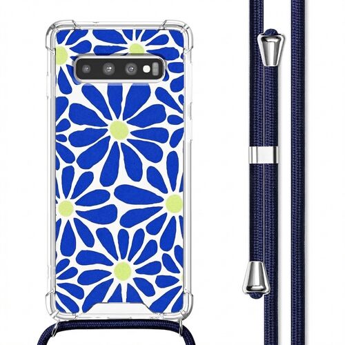 imoshion Coque Design avec cordon Samsung Galaxy S10 Cobalt Blue Flowers Connect