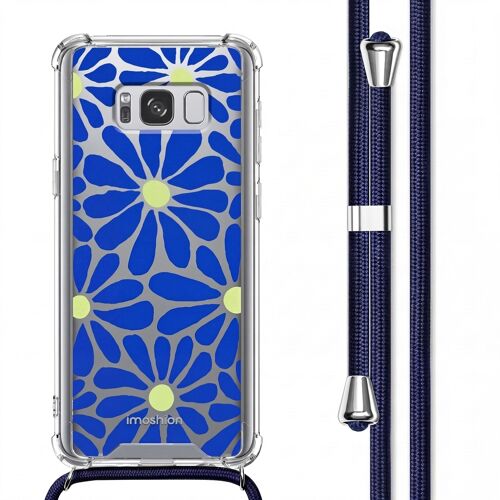 imoshion Coque Design avec cordon Samsung Galaxy S8 Cobalt Blue Flowers Connect