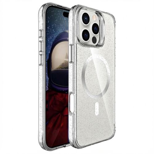 imoshion Coque arrière Transparente Pailletée avec MagSafe iPhone 16 Pro Max Argent