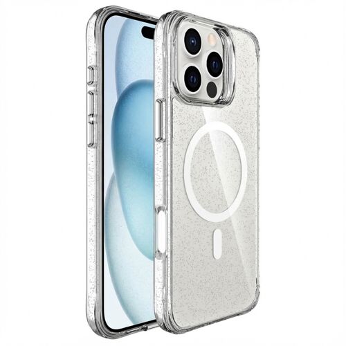 imoshion Coque arrière Transparente Pailletée avec MagSafe iPhone 16 Pro Argent