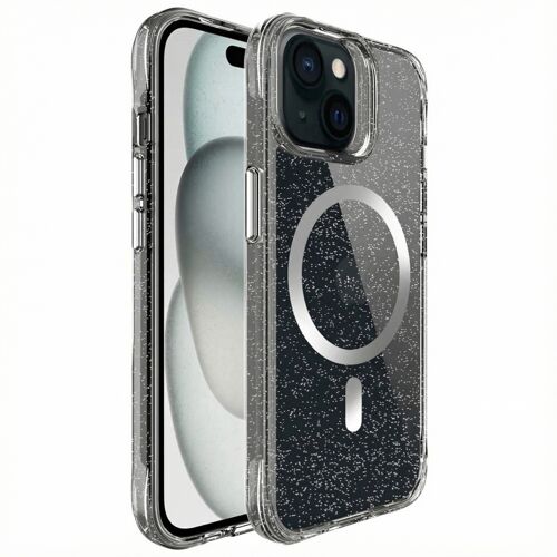 imoshion Coque arrière Transparente Pailletée avec MagSafe iPhone 15 Argent