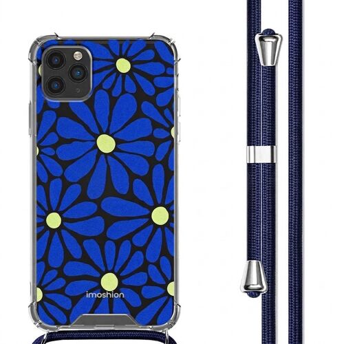 imoshion Coque Design avec cordon iPhone 11 Pro Cobalt Blue Flowers Connect