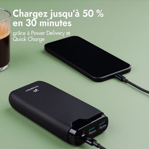 Imoshion Batterie Externe 20 000 Mah Chargeur Rapide 22,5 W Usb-C / Usb-A Noir