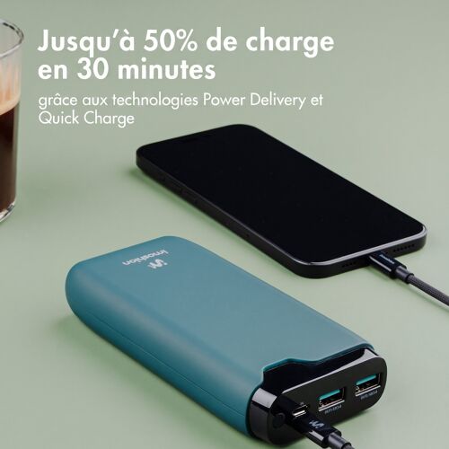 Imoshion Batterie Externe 20 000 Mah Chargeur Rapide 22,5 W Usb-C / Usb-A Vert Pétrole