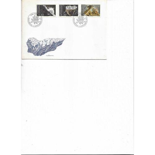 3 Timbres Oblitérés Premier Jour Sur Carte Minéraux Yt 1034 À 1036 Liechtenstein 1994