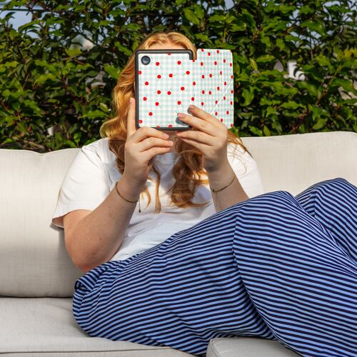imoshion Étui de liseuse portefeuille design Pliable Kobo Libra Colour Cherry Check