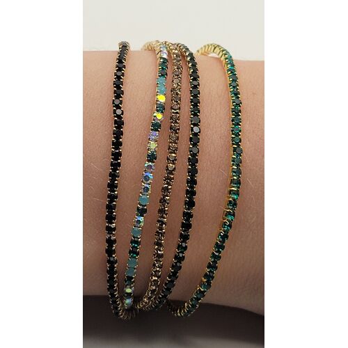 ? Lot De 5 Bracelets Rivière Strass – Thème Multicolore & Doré ?