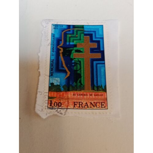 Timbre France 1,00 Oblitéré Yvert 1941 5e Anniversaire Du Mémorial Au Général De Gaulle De 1977 +