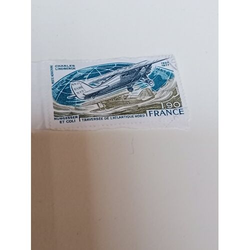 Timbre France 1,90 Oblitéré Yvert N° 50 Poste Aérienne Cinquantenaire De La Traversée De L Par Charles Lindbergh De 1977