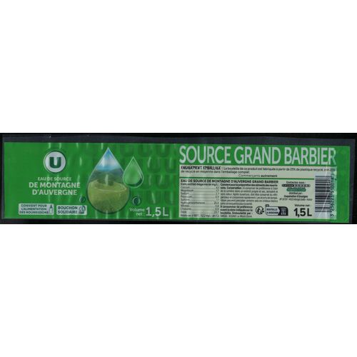 France Etiquette Eau De Source Grand Barbier Montagne Auvergne Rp601