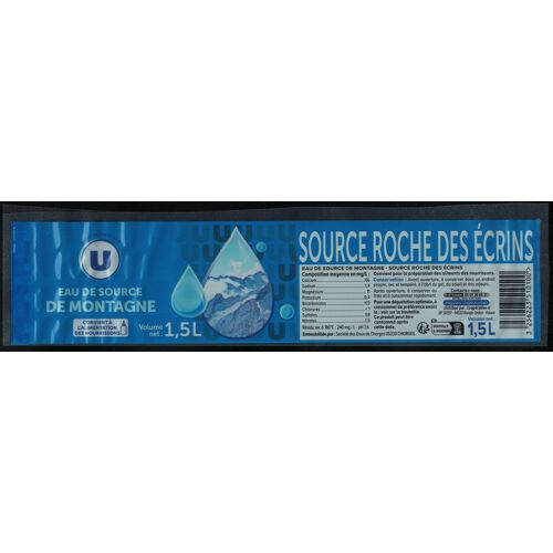 France Etiquette Eau De Source Roche Des Écrins Montagne Coopérative U Rp602