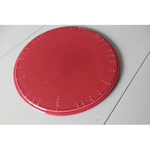 Plat Rond Diviseur Faïence Émaillée Rouge Vintage