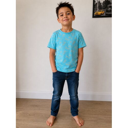 T-Shirt Garçon Primark Bleu Motifs Palmiers – 6/7 Ans (Xs)