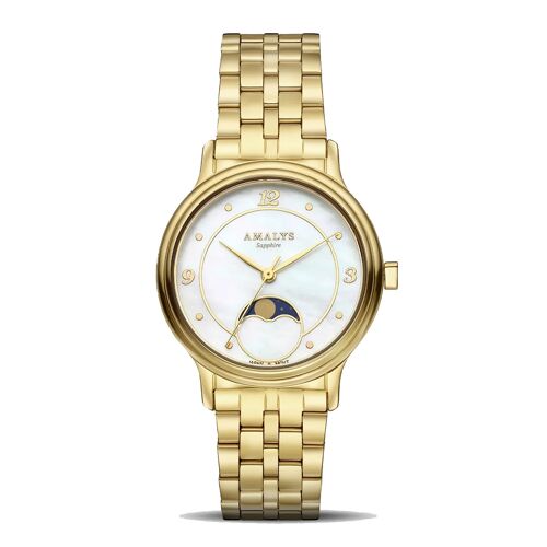 Montre Femme Amalys Aurelia Dorée Phase Lunaire