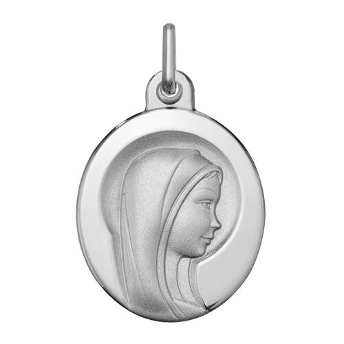 Médaille Brillaxis Argent Rhodié Vierge Profil Droit