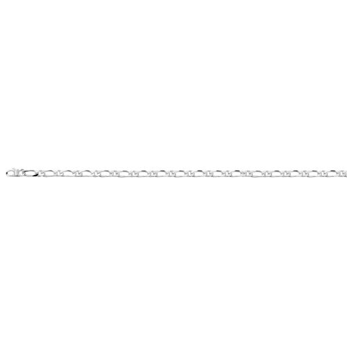Bracelet Brillaxis Argent Rhodié Maille Alternée 1/1