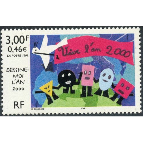 "Dessine Moi L'An 2000" : Dessin D'Enfant Année 1999 N° 3260 Yvert Et Tellier Luxe