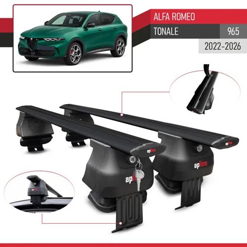 Compatible Avec Alfa Romeo Tonale (965) 2022-2026 Ace-4 Barres De Toit Railing Porte-Bagages De Voiture Noir Aluminium 2 Barres