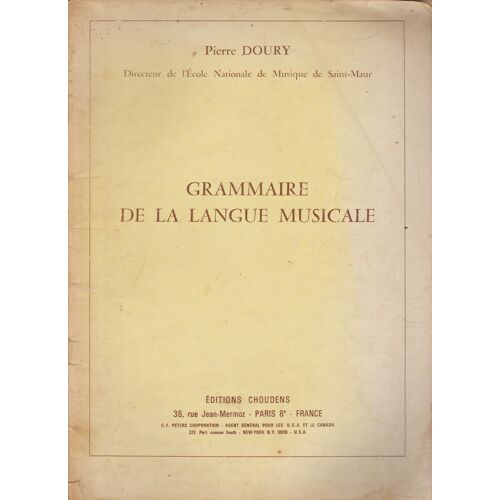Grammaire De La Langue Musicale Pierre Doury