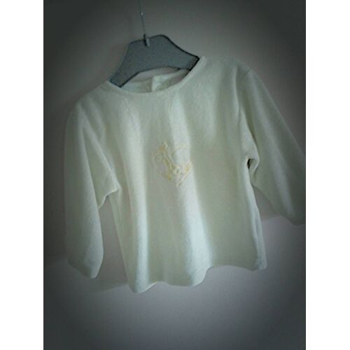 Haut De Pyjama Pull Tout Doux - Pour Enfant Bébé Fille Ou Garçon Garcon - Écru Blanc Cassé Beige À Manches Longues - Entièrement Pressionné Dos - Motif Avant Brodé Girafe Jaune - Taille 9 Mois