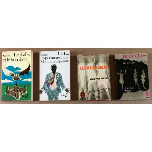 Lot De 4 Livres Jean-Paul Sartre: Le Diable Et Le Bon Dieu - La P... Respectueuse Suivi De Morts Sans Sépulture - Huis Clos / Les Mouches - Les Mains Sales