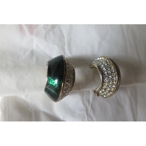 Clips Créoles Métal Doré Strass Émail V