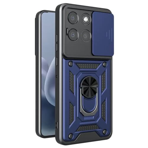 Coque pour Motorola Moto G67 / G77 / G87 5G - housse etui rigide anti choc + verre trempe - BLEU FONCE