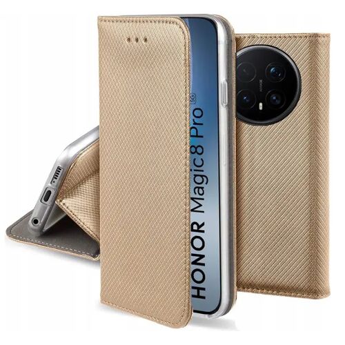 Housse pour Honor Magic 8 Pro 5G - etui coque pochette portefeuille + verre trempe - OR MAGNET