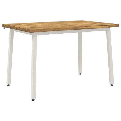 vidaXL 90 x 55 x 75 cm Bois d'Acacia Massif Blanc Rectangulaire