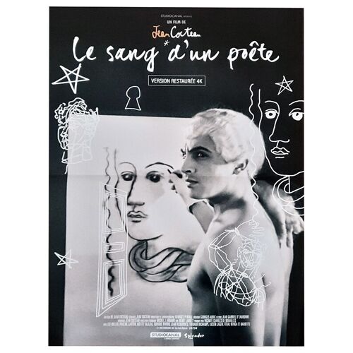 Le Sang D'Un Poète - Véritable Affiche De Cinéma Pliée - Format 40x60 Cm - De Jean Cocteau Avec Enrique Rivero, Lee Miller, Féral Benga - 1930 Ressortie 2025