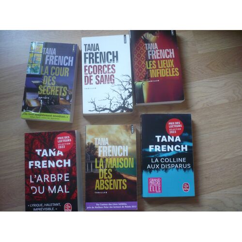 Lot De 6 Livres De Tana French :  Écorces De Sang +  Les Lieux Infidèles +  La Maison Des Absents  +  La Cour Des Secrets  +  L’Arbre Du Mal  +   La Colline Aux Disparus