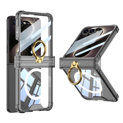 Coque pour Samsung Z Flip 8,supporting magnetic charging,coque TPU de protection TPU pour téléphone avec anneau d'axe de rotation - Noir
