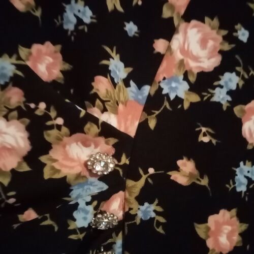 Robe Longue Fendue Shein Frenchy Motif Floral En Coton, Manches Courtes, Avec Détail Boutons Dorés, Taille 2xl