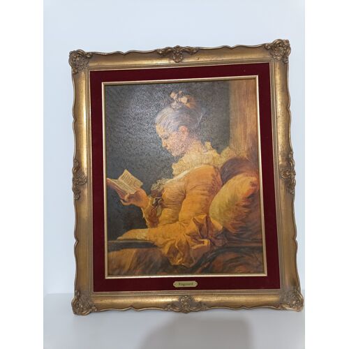 Tableau Peinture À L'Huile "La Liseuse" De J.H. Fragonard N°370 Novembre 1972 Ragazza Che Legge