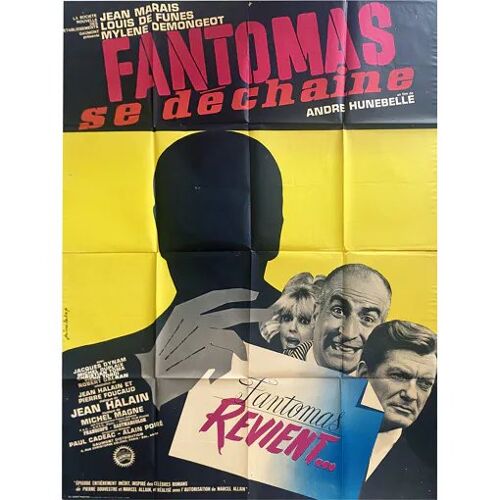 Fantomas Se Déchaîne - Affiche De Cinéma Pliée - Format 120x160 Cm - De André Hunebelle Avec Louis De Funès, Jean Marais, Mylène Demongeot - 1965