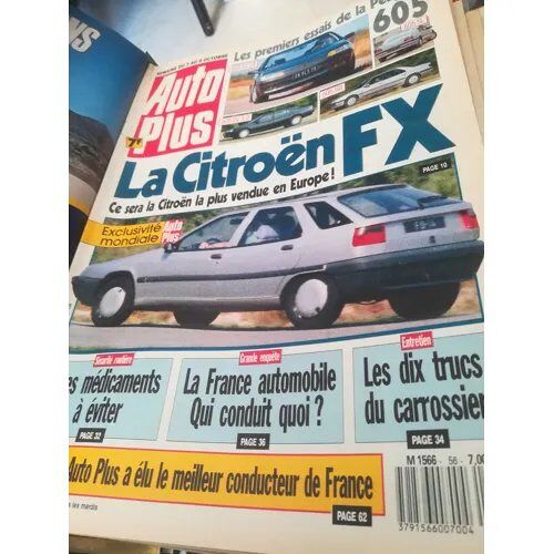 Auto Plus 56 De 1989 Peugeot 605 Sv 3.0,Renault 21 Gts,Citroen Bx 16 Tgs,Audi 80 Td Confort,Ford Vedette