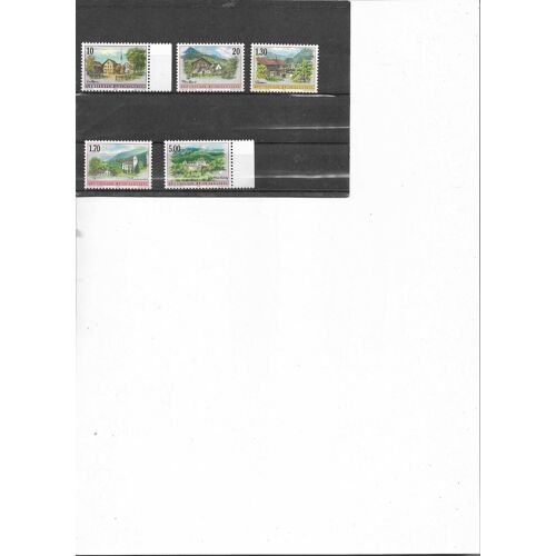 5 Timbres Neufs Vues Villageoises Liechtenstein 1996