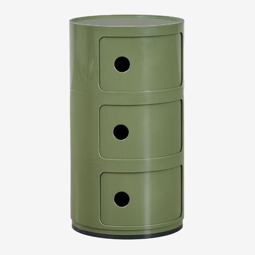 Pack de 2 tables de chevet Ø30 cm avec étagères Babel Vert Olive Intense