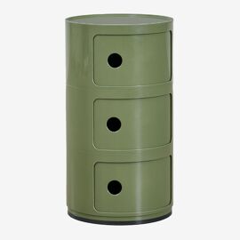 Pack de 2 tables de chevet Ø30 cm avec étagères Babel Vert Olive Intense