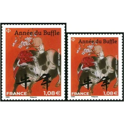 France 2021, Très Beaux Timbres Neufs** Luxe Yvert 5467 5468, Astrologie, Nouvel An Chinois, Année Du Buffle, Grand Et Moyen Format.