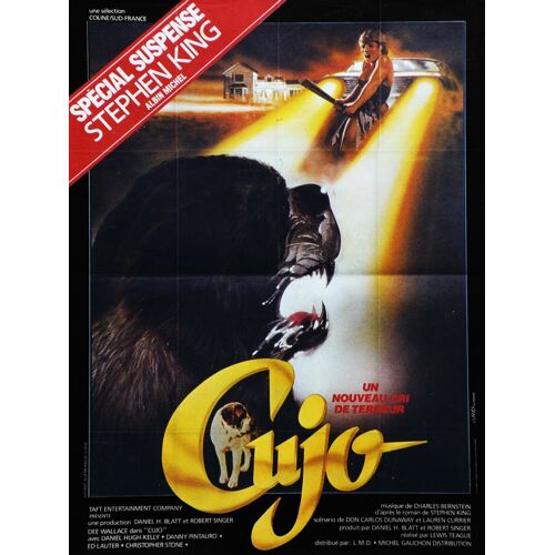 Cujo - Véritable Affiche De Cinéma Pliée -Format 120x160 Cm -De Lewis Teague Avec Dee Wallace Stone, Danny Pintauro, Daniel Hugh Kelly, Christopher Stone- 1983