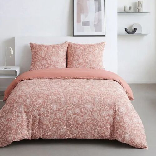 Housse De Couette Today Sunshine En Coton 260 X 240 Cm 2 Personnes, Vieux Rose Floral Réversible