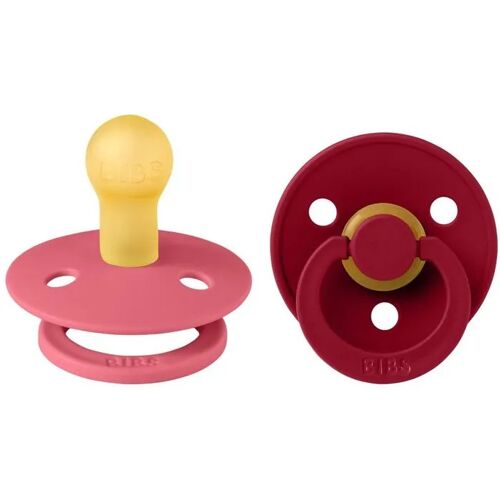 Sucettes Bébé Bibs Lot De 2 Taille 1 Coral Ruby Embout Rond En Caoutchouc Naturel