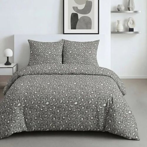Parure De Lit Today Sunshine Imprimé Léopard Réversible Gris Anthracite 260x240 Cm