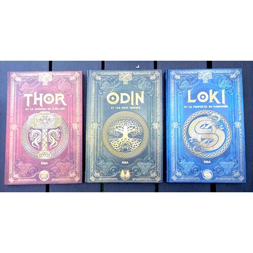 Lot 3 Livres + Une Carte (Chonologie Des Neuf Mondes) Thor Et Le Pouvoir De Mjollnir / Odin Et Les Neuf Mondes / Loki Et La Prophétie De Ragnarok (Éditions Rba Collection Mythologie Nordique)
