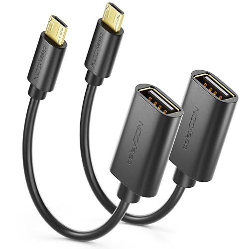 deleyCON 2 Pièces USB 2.0 Adaptateur OTG Haute Vitesse - USB A vers USB Micro B - S7 S7 Edge S6 S6 Edge S5 S4 Note 5 4 3 - Noir
